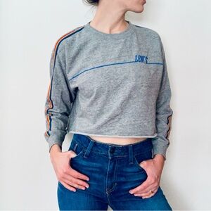 Levi’s Gray Sweatshirt Crop Top Women’s Size S Long Sleeve Rainbow Stripes Shirt